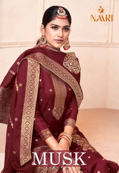 Musk By Naari Muslin Jacuard Traditionaal Wear Salwar Kameez Collection